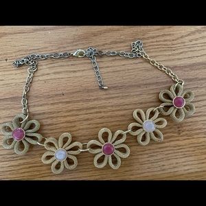 Gold and pink daisy statement necklace!